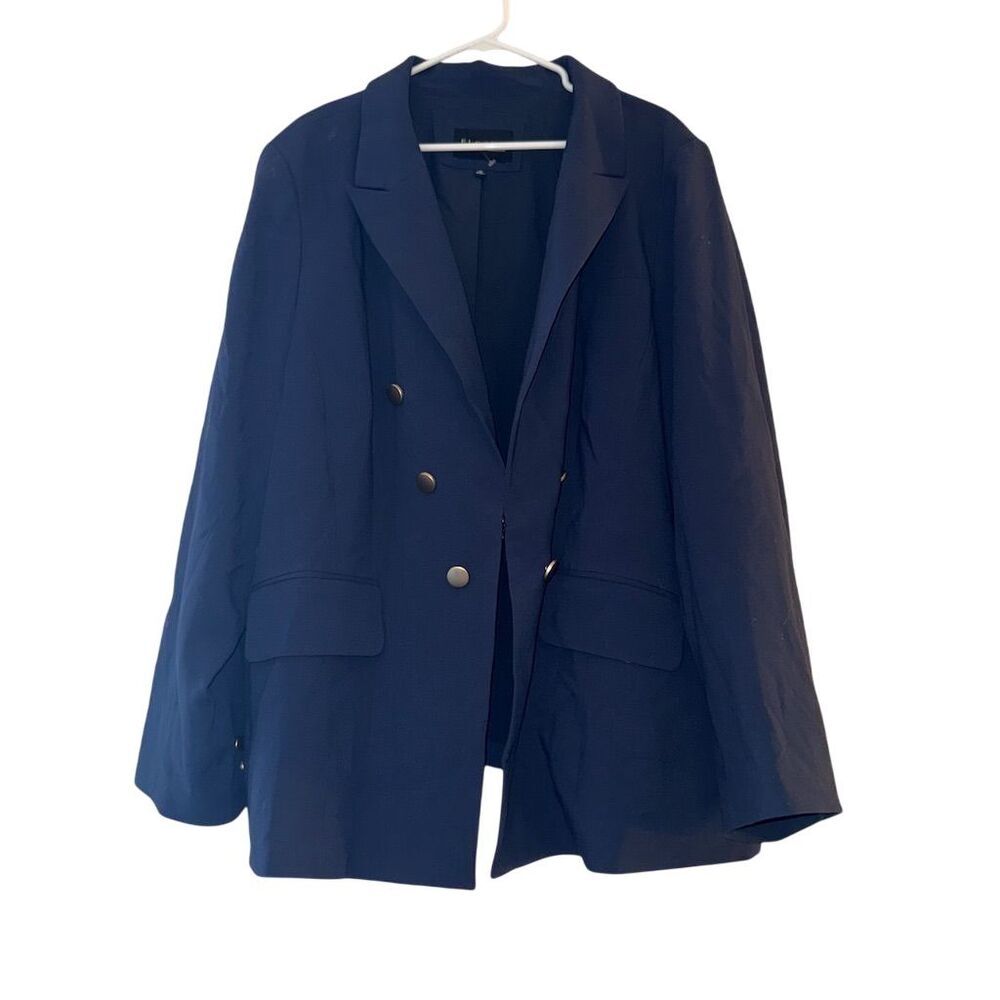 Eloquii Navy Blue Double Breasted Blazer Gold Button Plus Size 28 Style 7282